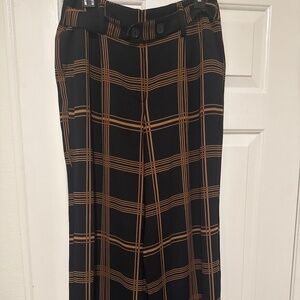 Windowpane Plaid Wide Leg Trousers